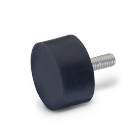 GN 452.1 Rubber Vibration / Shock Absorption Mounts, Cylindrical Type, with Stainless Steel Components, with Threaded Stud 