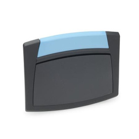 EN 733 Plastic Gripping Trays, Screw-In Type, Ergostyle® Type: S - With closing flap (only size b1 = 120)<br />Color of the cover: DBL - Blue, RAL 5024, matte finish
