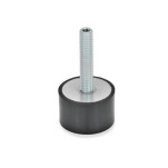 Steel Vibration Damping Leveling Feet, Threaded Stud Type, with Rubber Pad