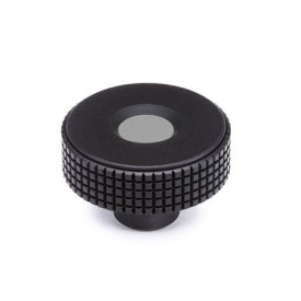 EN 534 Perillas moleteadas corte de diamante de plástico tecnopolímero, con inserto ciego roscado o liso de latón, con tapón de color Color del tapón: DGR - Gris, RAL 7035, acabado mate
