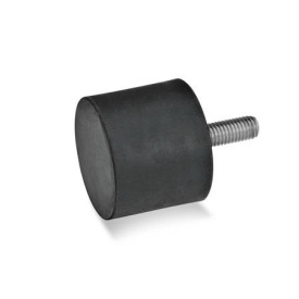 GN 452 Rubber Vibration / Shock Absorption Mounts, Cylindrical Type, with Stainless Steel Components Type: S - With threaded stud