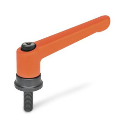 GN 300.4 Zinc Die-Cast Adjustable Levers, with Increased Clamping Force, Threaded Stud Type, with Steel Components Color / Finish: OS - Orange, RAL 2004, textured finish