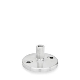 GN 23 Metric Thread, Stainless Steel Leveling Feet, Tapped Socket or Threaded Stud Type, with Turned Base, with Mounting Holes Type (Base): D0 - Fine turned, without rubber pad<br />Version (Stud / Socket): X - External hex, tapped socket type