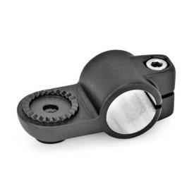 GN 278 Conectores de abrazadera giratoria, de aluminio Tipo: AV - Con dentado externo<br />Acabado: SW - Negro, RAL 9005, acabado texturizado
