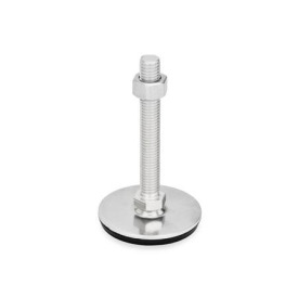 GN 41 Metric Thread, Stainless Steel Leveling Feet, Tapped Socket or Threaded Stud Type Type (Base): D3 - With rubber pad, vulcanized, black<br />Version (Stud / Socket): SK - With nut, external hex at the bottom