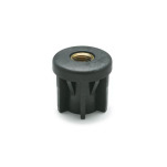 Plastic Threaded Tube Ends, Round Type, with Plain Brass Insert