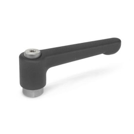 GN 302.1 Zinc Die-Cast Straight Adjustable Levers, Tapped or Plain Bore Type, with Stainless Steel Components Color: SW - Black, RAL 9005, textured finish