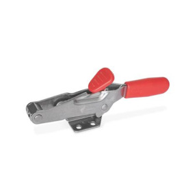 GN 850.2 Abrazaderas de palanca tipo pestillo, de acero inoxidable, con gancho de seguridad, con base de montaje horizontal Tipo: TF - Sin eje de tracción, sin cierre<br />Material: NI - Acero inoxidable