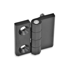 EN 237.1 Technopolymer Plastic Hinges, Combination Types Type: D - 2x bores for countersunk screws / 2x threaded studs