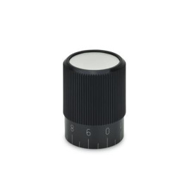 EN 626 Plastic Control Knobs, Plain Bore Type Type: S - With scale 0...9, 20 graduations