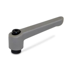 WN 300 Plastic Adjustable Levers, Tapped or Plain Bore Type, with Blackened Steel Components Color: GS - Gray, RAL 7035, textured finish