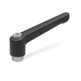 GN 300.1 Zinc Die-Cast Adjustable Levers, Tapped or Plain Bore Type, with Stainless Steel Components Color: SW - Black, RAL 9005, textured finish