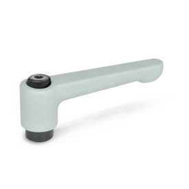 GN 302 Zinc Die-Cast Straight Adjustable Levers, Tapped or Plain Bore Type, with Blackened Steel Components Color: SR - Silver, RAL 9006, textured finish