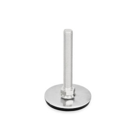 GN 41 Metric Thread, Stainless Steel Leveling Feet, Tapped Socket or Threaded Stud Type Type (Base): D3 - With rubber pad, vulcanized, black<br />Version (Stud / Socket): S - Without nut, external hex at the bottom