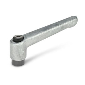 GN 300 Zinc Die-Cast Adjustable Levers, Tapped or Plain Bore Type, with Blackened Steel Components Color / Finish: RH - Uncoated