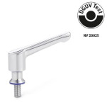 Stainless Steel Adjustable Levers, DGUV Certified, Threaded Stud Type, Hygienic Design