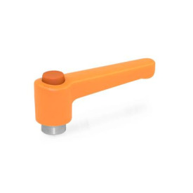 WN 304.1 Plastic Straight Adjustable Levers with Push Button, Tapped or Plain Bore Type, with Stainless Steel Components Lever color: OS - Orange, RAL 2004, textured finish<br />Push button color: O - Orange, RAL 2004