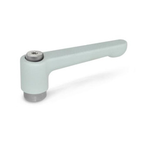 GN 302.1 Zinc Die-Cast Straight Adjustable Levers, Tapped or Plain Bore Type, with Stainless Steel Components Color: SR - Silver, RAL 9006, textured finish