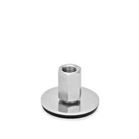 GN 41 Inch Thread, Stainless Steel Leveling Feet, Tapped Socket or Threaded Stud Type Type (Base): D3 - With rubber pad, vulcanized, black<br />Version (Stud / Socket): X - External hex, tapped socket type
