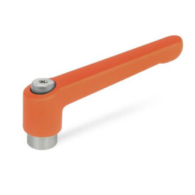 GN 300.1 Zinc Die-Cast Adjustable Levers, Tapped or Plain Bore Type, with Stainless Steel Components Color: OS - Orange, RAL 2004, textured finish