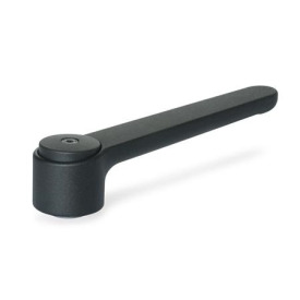 GN 126.1 Zinc Die-Cast Flat Adjustable Tension Levers, Tapped or Plain Bore Type, with Stainless Steel Components Color: SW - Black, RAL 9005, textured finish