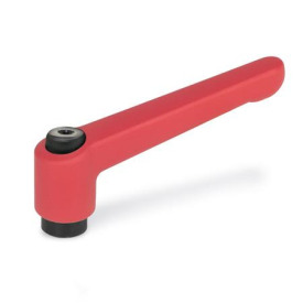 GN 300 Zinc Die-Cast Adjustable Levers, Tapped or Plain Bore Type, with Blackened Steel Components Color / Finish: RS - Red, RAL 3000, textured finish