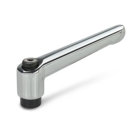 GN 300 Zinc Die-Cast Adjustable Levers, Tapped or Plain Bore Type, with Blackened Steel Components Color / Finish: CR - Chrome plated