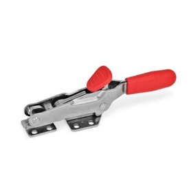 GN 850.2 Stainless Steel Latch Type Toggle Clamps, with Safety Hook, with Horizontal Mounting Base Type: T - With draw axle, with catch<br />Material: NI - Stainless steel