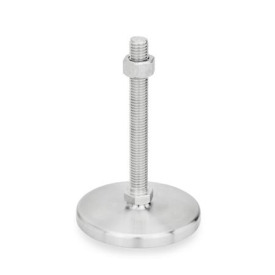 GN 21 Inch Thread, Stainless Steel Leveling Feet, Tapped Socket or Threaded Stud Type, with Turned Base, without Mounting Holes Type (Base): D0 - Fine turned, without rubber pad<br />Version (Stud / Socket): SK - With nut, external hex at the bottom
