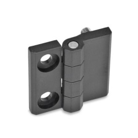 EN 237.1 Technopolymer Plastic Hinges, Combination Types Type: E - 2x bores for socket cap screws / 2x threaded studs