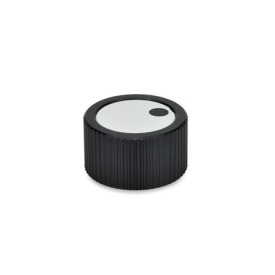 GN 726 Aluminum Knurled Control Knobs, Plain Bore or Collet Type Type: M - Cover with indicator point<br />Identification no.: 2 - With collet
