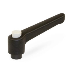 WN 303 Plastic Adjustable Levers with Push Button, Tapped or Plain Bore Type, with Blackened Steel Components Lever color: SW - Black, RAL 9005, textured finish<br />Push button color: G - Gray, RAL 7035