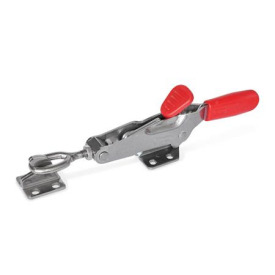 GN 850.2 Stainless Steel Latch Type Toggle Clamps, with Safety Hook, with Horizontal Mounting Base Type: TG - With draw axle, with catch, with oval head latch bolt<br />Material: NI - Stainless steel