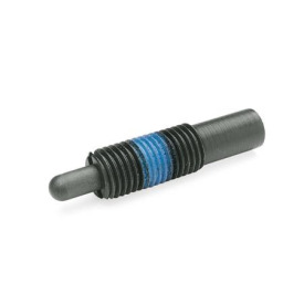 GN 611 Posicionadores de muelle de carrera larga de acero / acero inoxidable, con vástago de punta, con hexágono interno Tipo: L - Acero, carga de muelle estándar