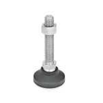 Stainless Steel Leveling Feet, Plastic Base, Threaded Stud Type, with or without Rubber Pad