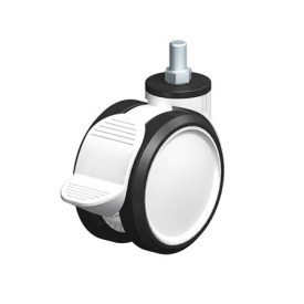  LKDG-PUA Rodajas giratorias con ruedas gemelas de nylon plastificado, rueda de poliuretano termoplástico, núcleo de la rueda nylon plastificado Type: G-RA - Cojinete liso con freno Radstop