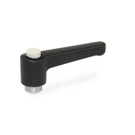 WN 304.1 Plastic Straight Adjustable Levers with Push Button, Tapped or Plain Bore Type, with Stainless Steel Components Lever color: SW - Black, RAL 9005, textured finish<br />Push button color: G - Gray, RAL 7035