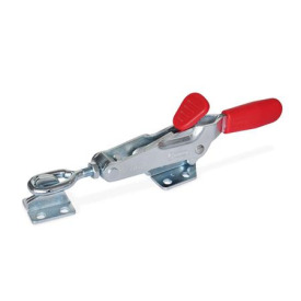 GN 850.2 Steel Latch Type Toggle Clamps, with Safety Hook, with Horizontal Mounting Base Type: TG - With draw axle, with catch, with oval head latch bolt