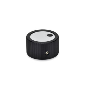 GN 726 Aluminum Knurled Control Knobs, Plain Bore or Collet Type Type: M - Cover with indicator point<br />Identification no.: 1 - With set screw