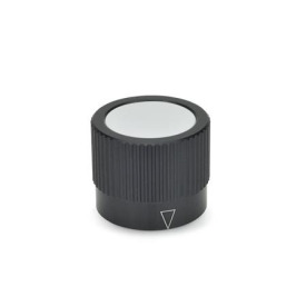 GN 726.1 Aluminum Knurled Control Knobs, Straight Shoulder, Plain Bore or Collet Type Type: A - With arrow<br />Identification no.: 2 - With collet