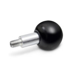 Plastic Revolving Ball Knobs, Long Shoulder Type, with Tapped and Threaded Steel Spindle