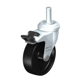  LRA-POA Rodajas giratorias de acero con ruedas, rueda / núcleo de la rueda de nylon plastificado Type: G-FI-GS - Cojinete liso con «stop-fix», vástago roscado