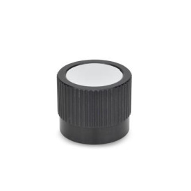 GN 726.1 Aluminum Knurled Control Knobs, Straight Shoulder, Plain Bore or Collet Type Type: B - Neutral, without indicator point or scale<br />Identification no.: 2 - With collet