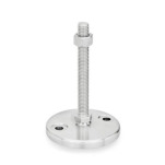 Metric Thread, Stainless Steel Leveling Feet, Tapped Socket or Threaded Stud Type, with Turned Base, with Mounting Holes