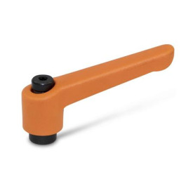 WN 300 Plastic Adjustable Levers, Tapped or Plain Bore Type, with Blackened Steel Components Color: OS - Orange, RAL 2004, textured finish