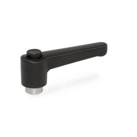 WN 304.1 Plastic Straight Adjustable Levers with Push Button, Tapped or Plain Bore Type, with Stainless Steel Components Lever color: SW - Black, RAL 9005, textured finish<br />Push button color: S - Black, RAL 9005
