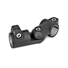 GN 288 Aluminum Swivel Clamp Connector Joints Type: T - Adjustment with 15° division (serration)<br />Finish: SW - Black, RAL 9005, textured finish