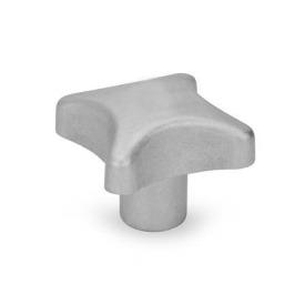 DIN 6335 Aluminum Hand Knobs, with Tapped or Plain Bore Type: E - With tapped blind bore<br />Finish: MT - Matte, tumbled finish