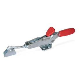 GN 850.2 Steel Latch Type Toggle Clamps, with Safety Hook, with Horizontal Mounting Base Type: TU - With draw axle, with catch, with J-hook latch bolt