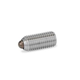 GN 615.4 Posicionadores de muelle de acero / acero inoxidable, con vástago de punta, con hexágono interno Tipo: BSN - Acero inoxidable, carga de muelle alta